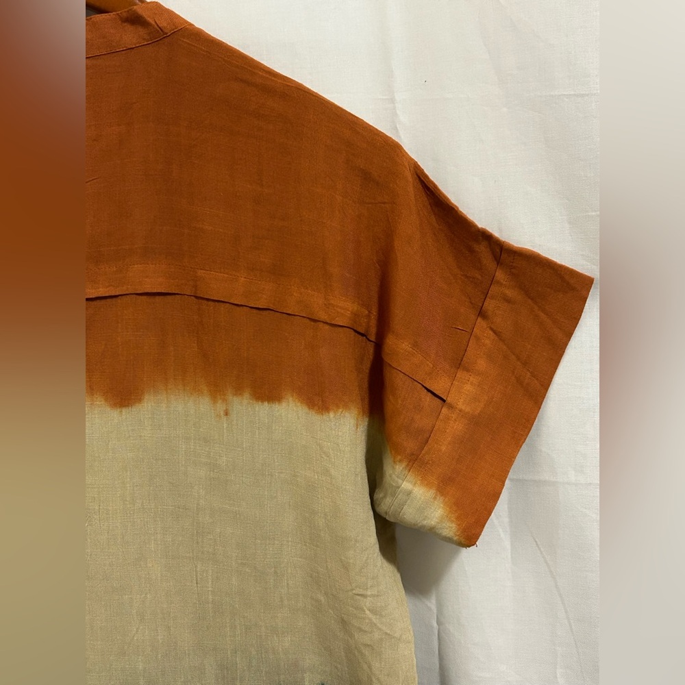 Maaesa - Orange, Beige & Green Color-Block Top - Picture 12 of 12